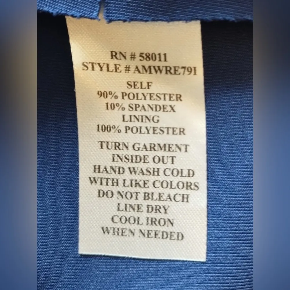 Sangria Navy Blue Gold Studded Stretch Scuba Sheath Work Dress Size 6 - Image 10