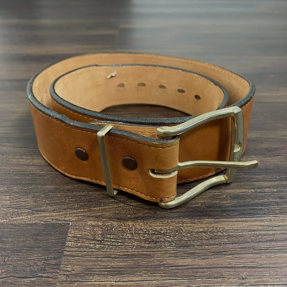 Vintage Tony Lama brown leather belt made in USA Texas - Image 5