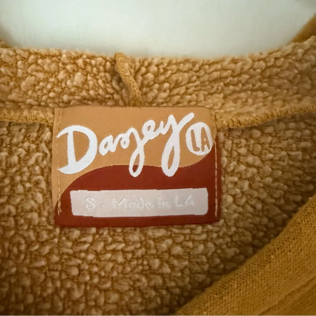 Dazey LA Mustard Yellow Love More Graphic Hoodie Sweatshirt S - Image 2