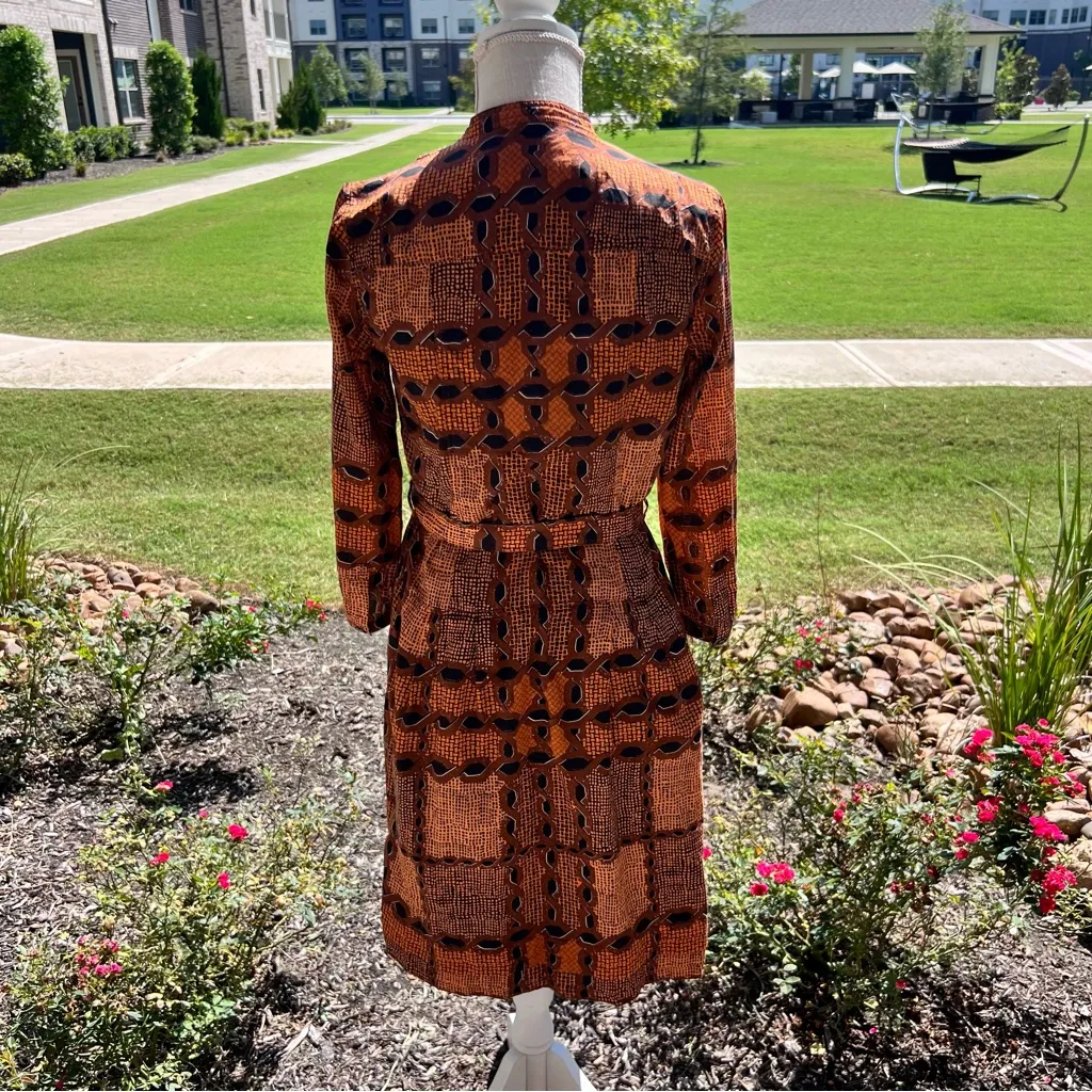 Burberry Elegant Brown Patterned Silk Blend Dress - Image 4