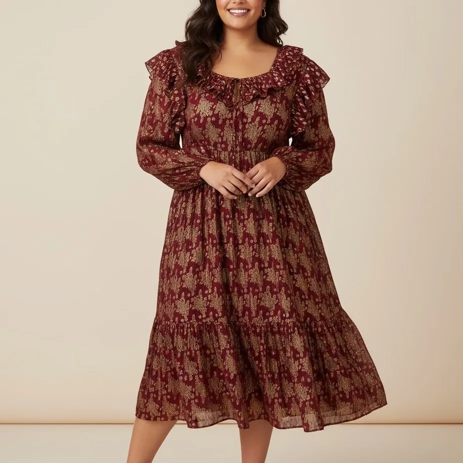 Asos Curve Maxi Dress Womens 26 Multicolor‎ Metallic Gathered Waist Front Slit - Image 3