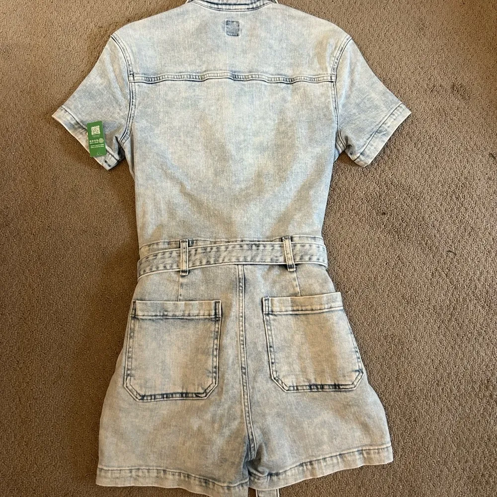 GAP Blue Denim One Piece Romper with Belted Waist - Image 2