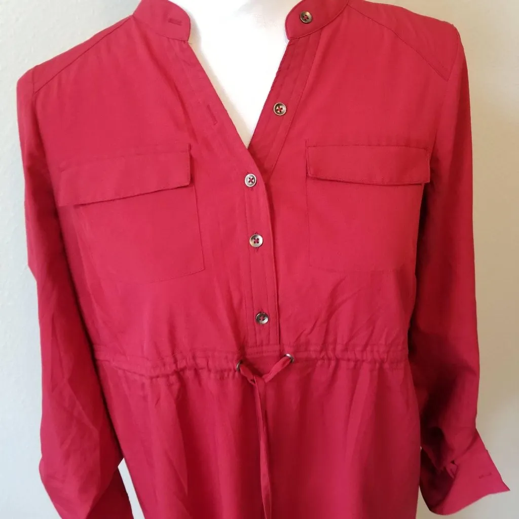 Motherhood Maternity Red Button-Down Tunic Dress S - Image 2