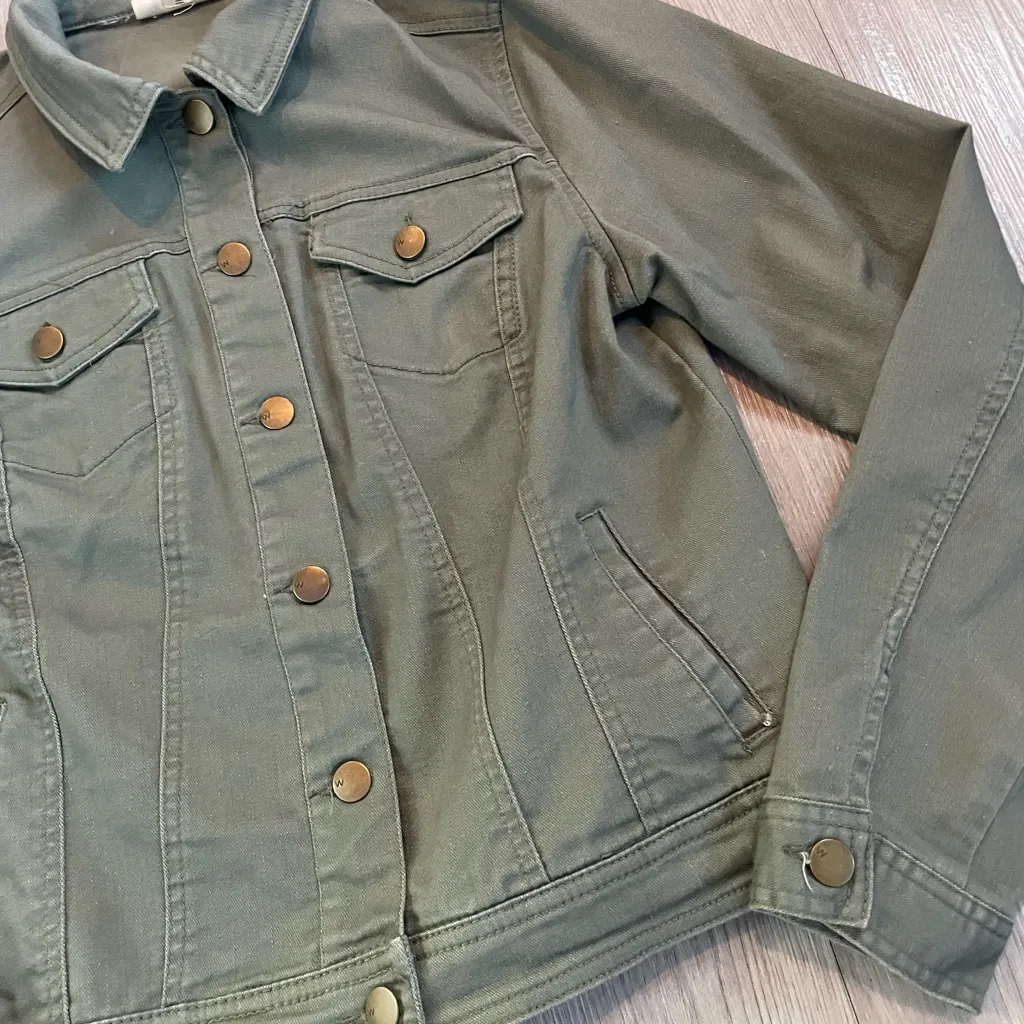 Westport Olive Green Denim Jacket | Size Small - Image 3