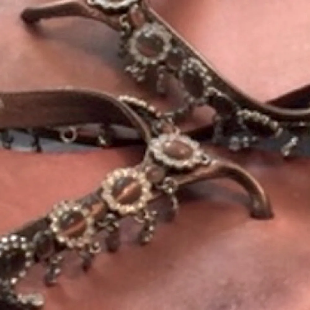 Yellow Box Tortoise, Rhinestone & Hanging Embellishments Thong Sandals - Image 6