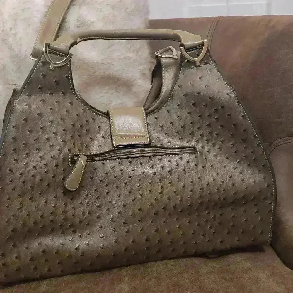Ostrich Print Handbag w/Strap - Image 8