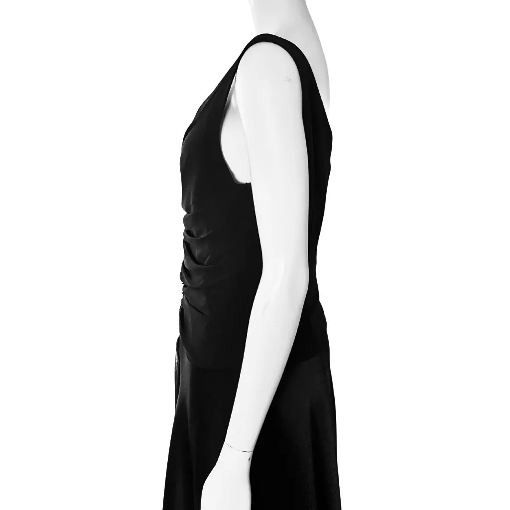 Vintage 90s ABS Black Midi Cocktail Dress Beaded. M/L. Party Retro Prom Deep V - Image 10