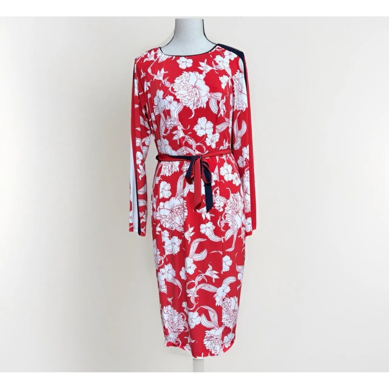 Maggy London Jewel Floral Printed Dress Women's Size 8 Red White Blue NEW - Image 2