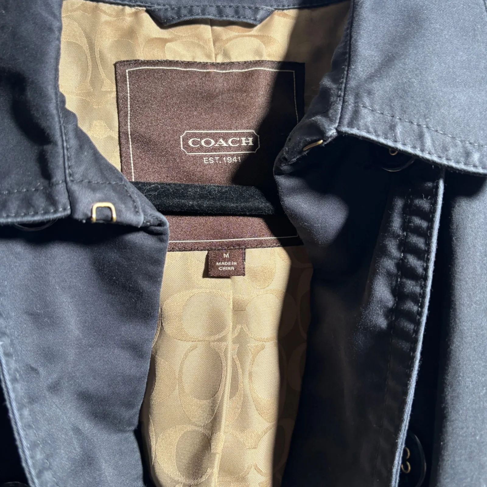 COACH Womens Black Cotton Trench Coat Double Breasted Lined Designer M Luxury - Image 3