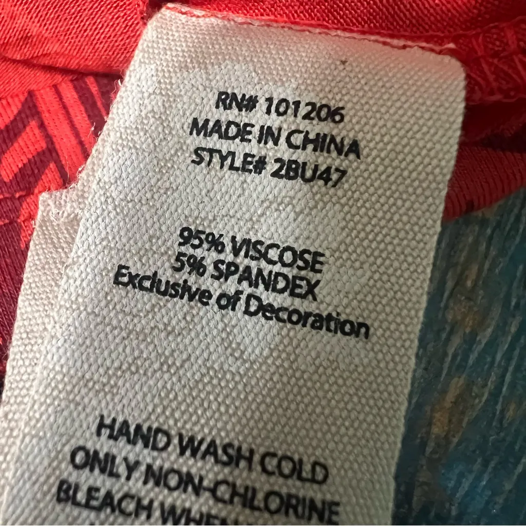 Soft Surroundings Kalahari Red embroidered Jersey-Knit Tunic large Aztec v neck - Image 5