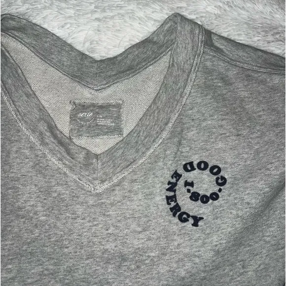 Aerie 1-800- Hood Energy Crewneck V Neck Sweatshirt size Large Graphic - Image 2
