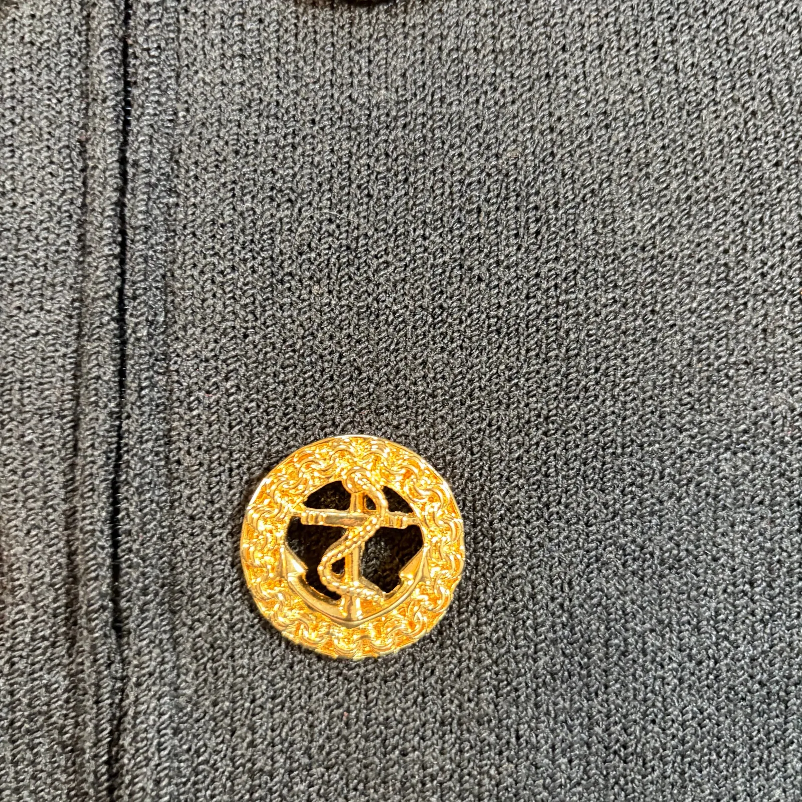 VTG St John Collection Marie Gray womens black knit jacket. Sz 10. gold buttons. - Image 2