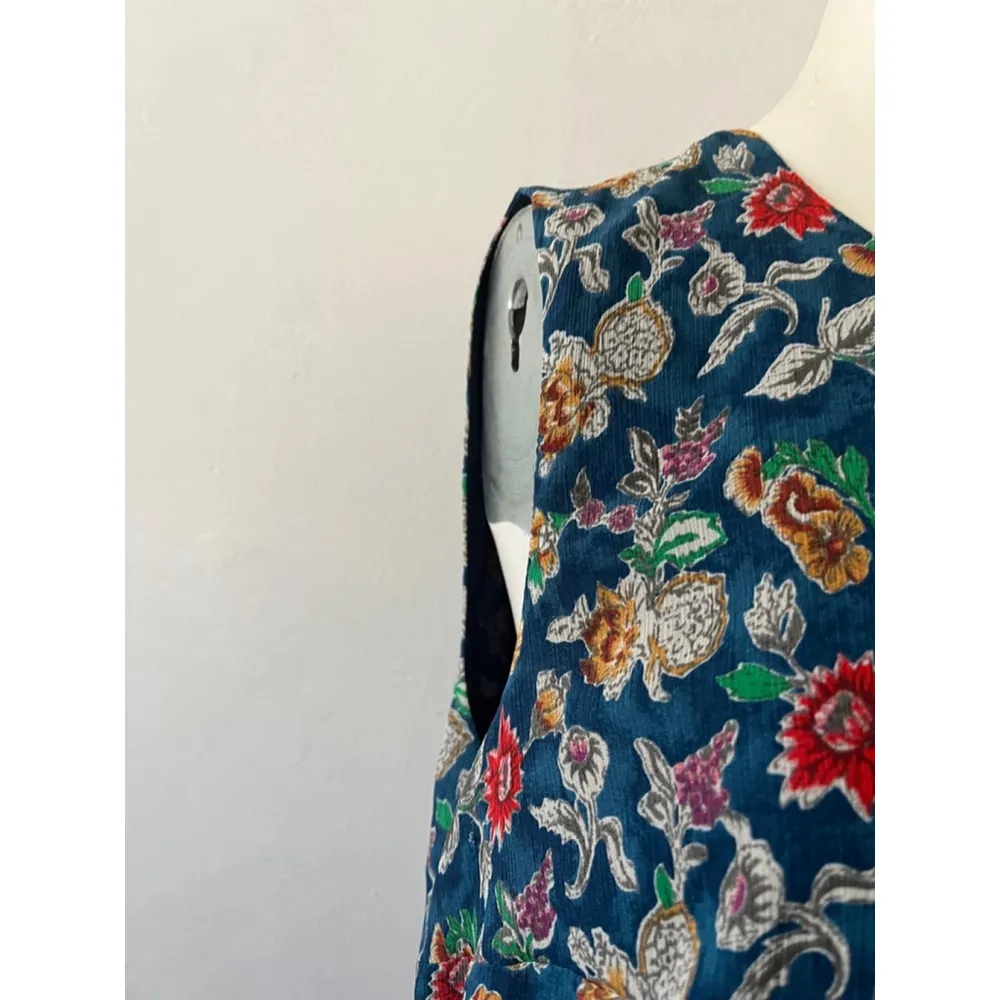 Lauren Ralph Lauren blue Floral scoop neck sleeveless crinkle georgette dress 10 - Image 4