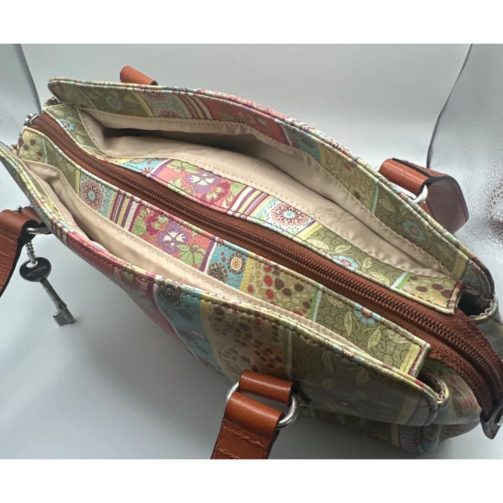 Fossil Colorado Leather Floral Shoulder Bag, Retired, Leather Straps & Key - Image 4