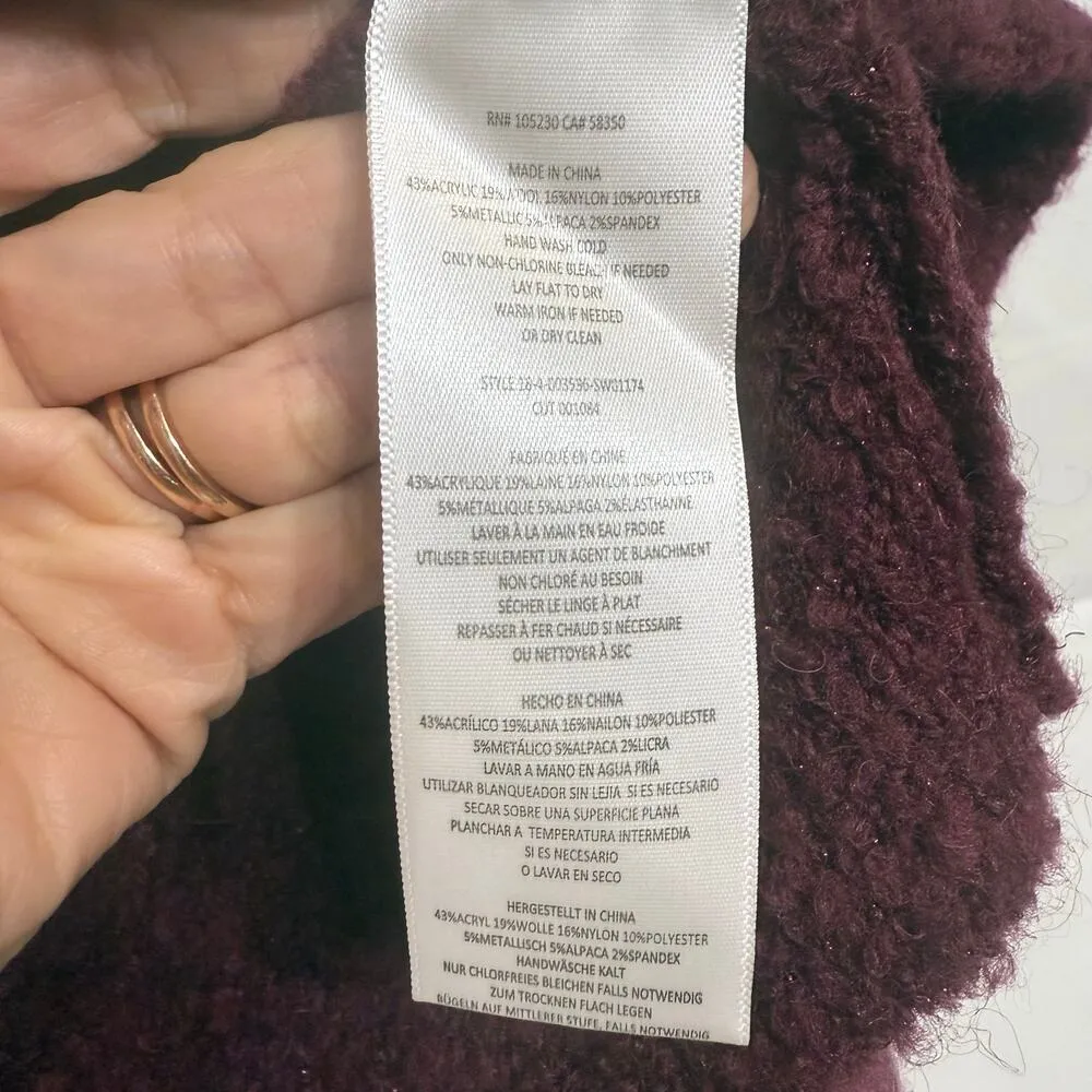 Joie Cranberry Stavan Metallic Detail Crewneck Sweater Sz M - Image 5