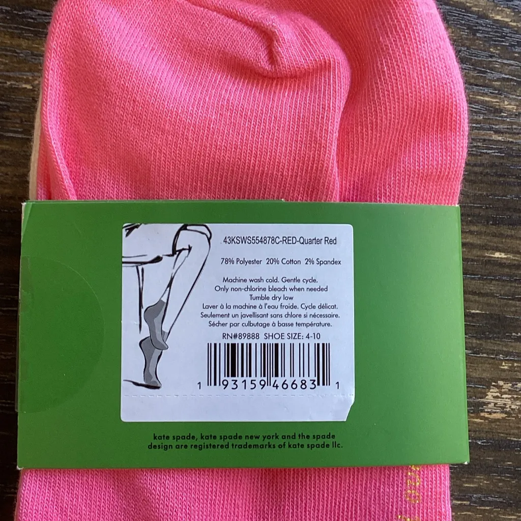 Kate Spade Red and Pink Heart set of 3 Quarter Socks NWT - Image 3