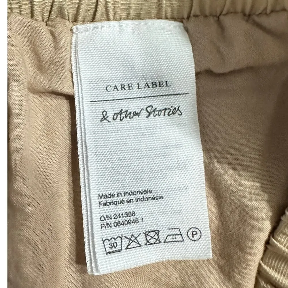 & Other Stories Pull-On Pants Women's 2 Beige Cropped Elastic Waist Drawstring - Image 4