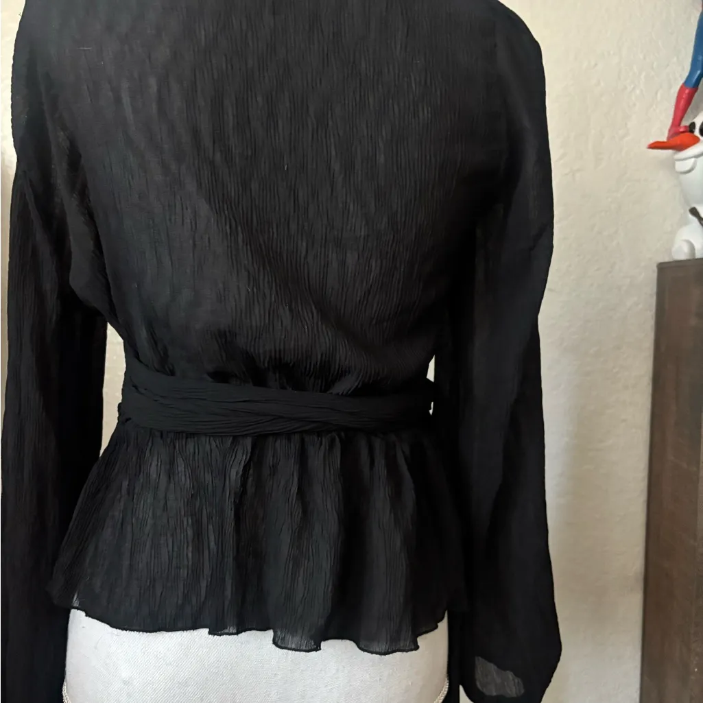 HYFVE Black Textured Wrap Blouse - Image 4