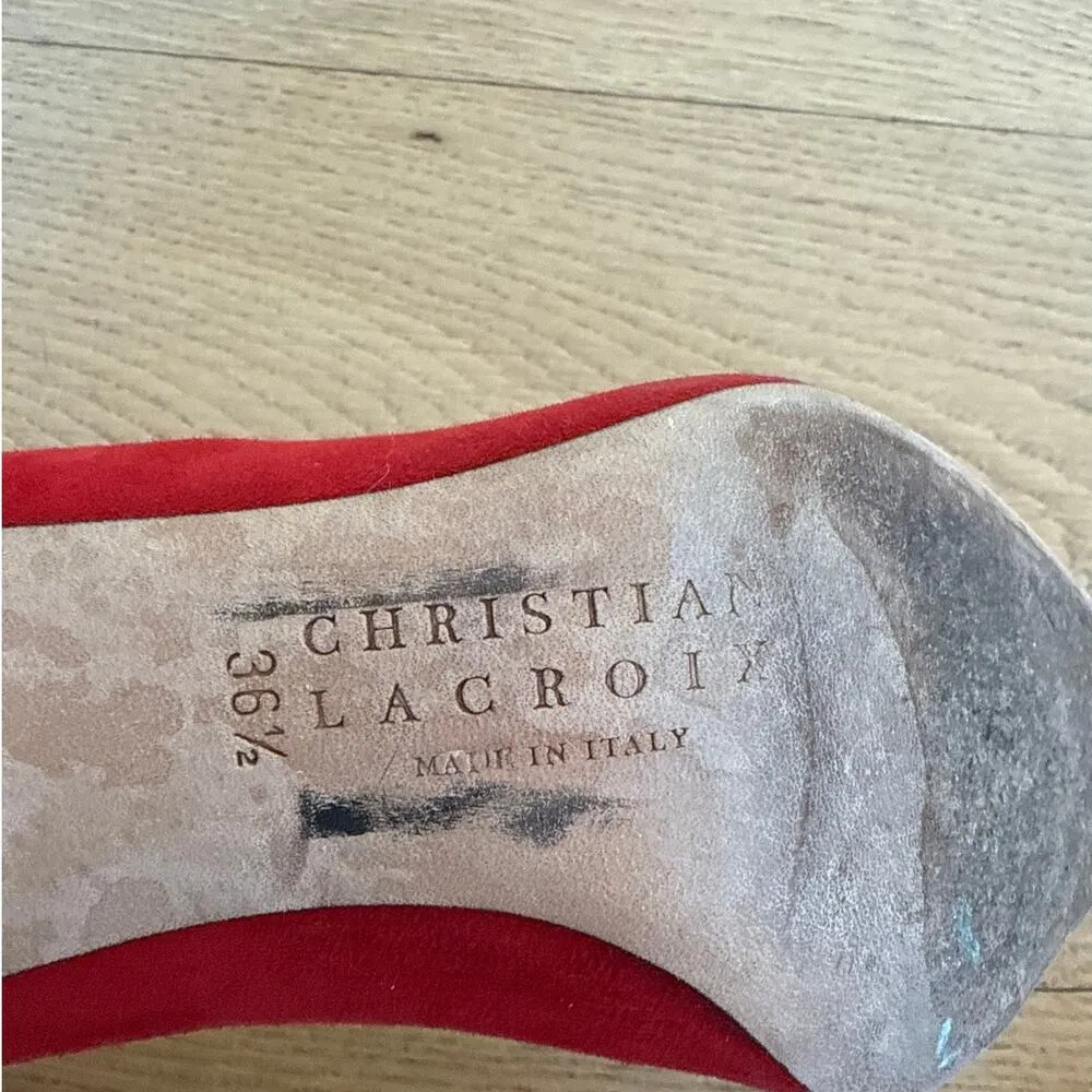 Christian Lacroix - Pointed Toe Stiletto Pumps in Red - Image 8