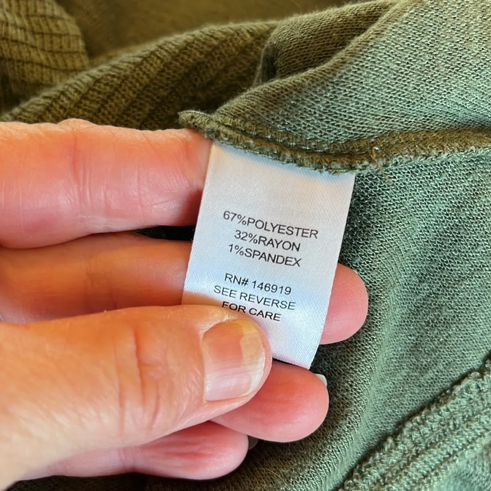 Matching Set Green Textured Knit Long Sleeve Top Drawstring Pants Size M - Image 10