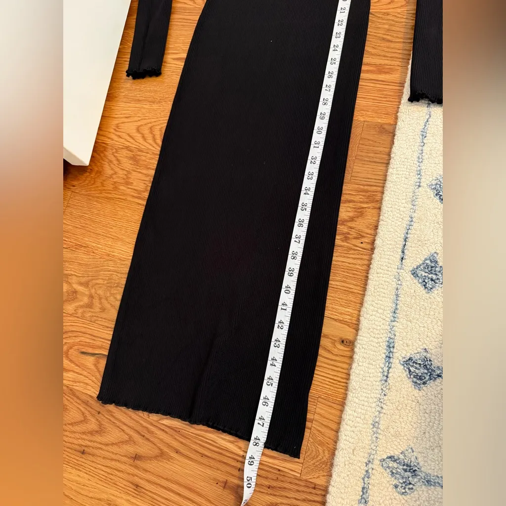 Good American Black Rib Knit Bodycon V-Neck Midi Dress - Image 8