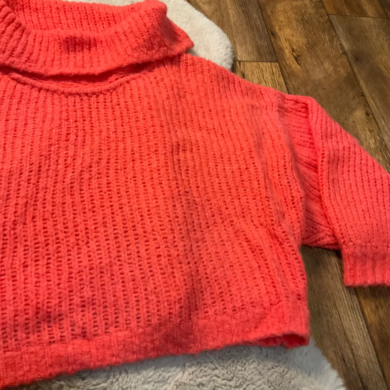 Pilcro‎ Zamora Sweater Size XL Coral Oversized Knit Womens Anthropologie Cowl - Image 3