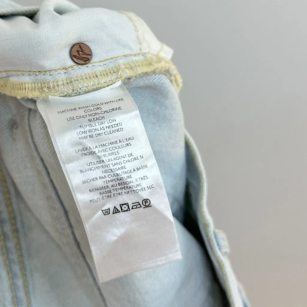 FREE PEOPLE Maggie Ripped Crop Straight Leg Jeans in Paradise Blue Size US 25 - Image 8