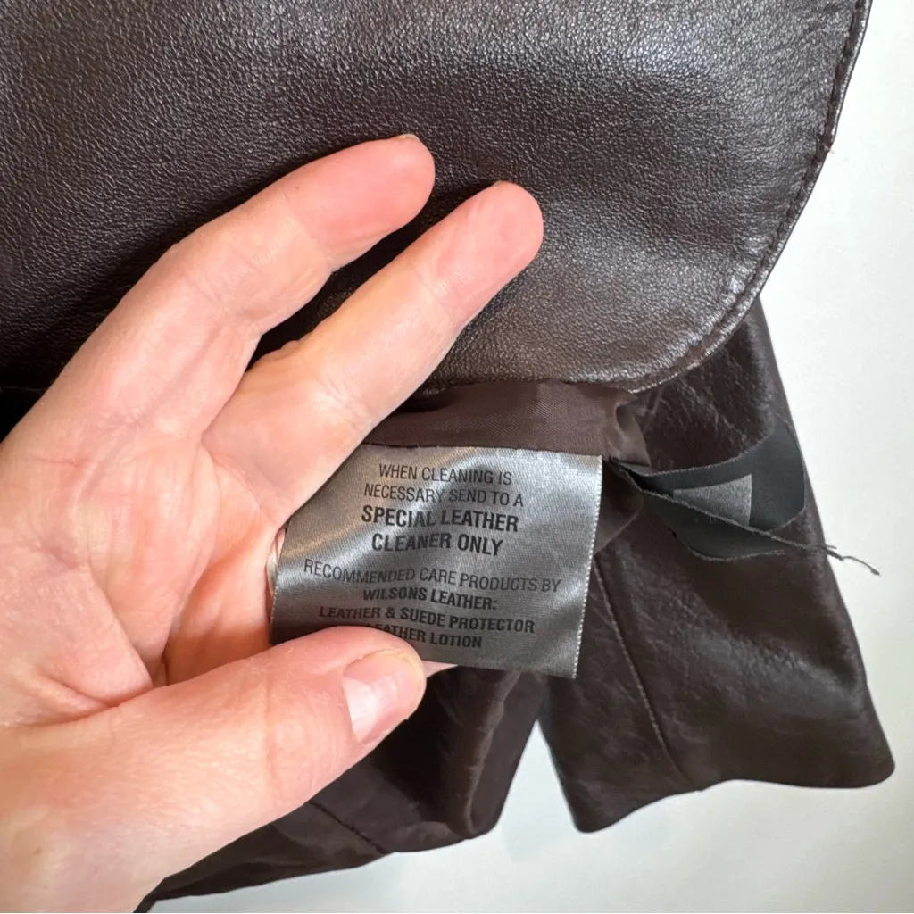 Vintage Y2K Wilson’s Leather Chocolate Brown Tailored Leather Jacket Size Large - Image 5