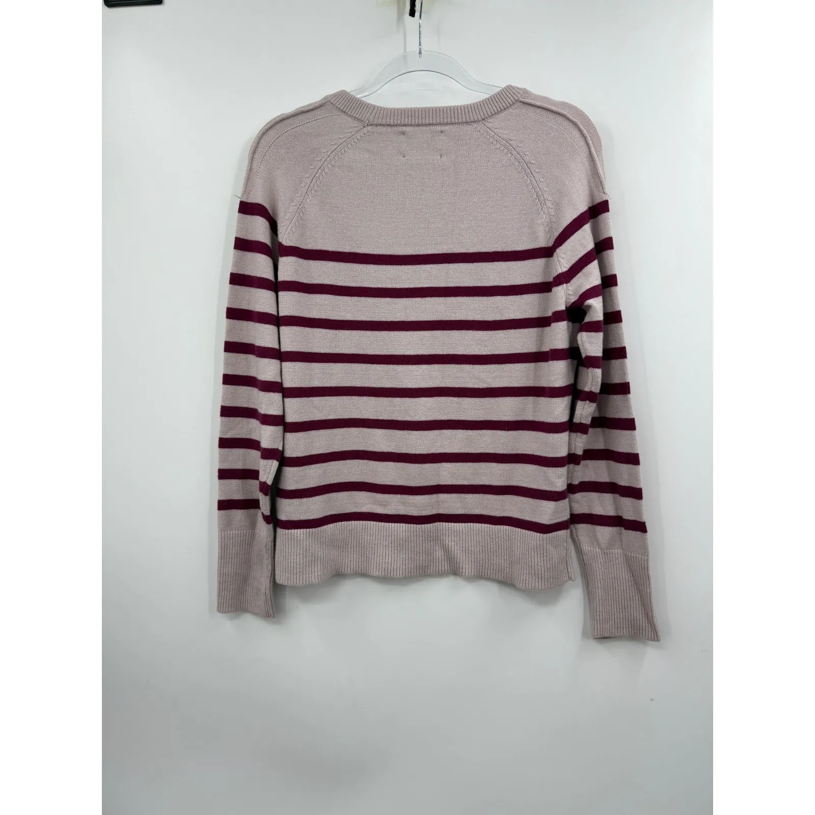 Stitches Stripes Striped Crew Neck Sweater Light Pink Burgundy Women's Size M Size M - Image 6