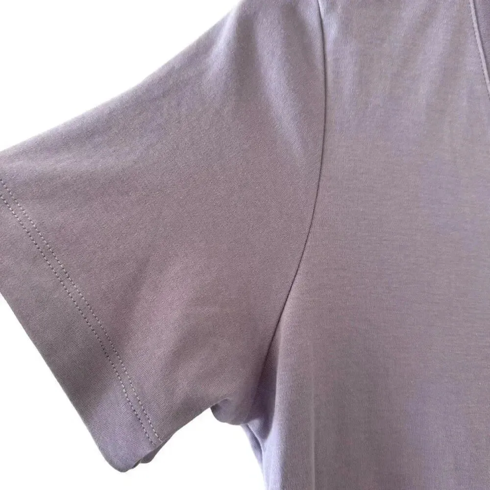 MM LAFLEUR Lavender V-Neck T Shirt Soft MIDI  Short Sleeves Dress SZ S #2207 - Image 5