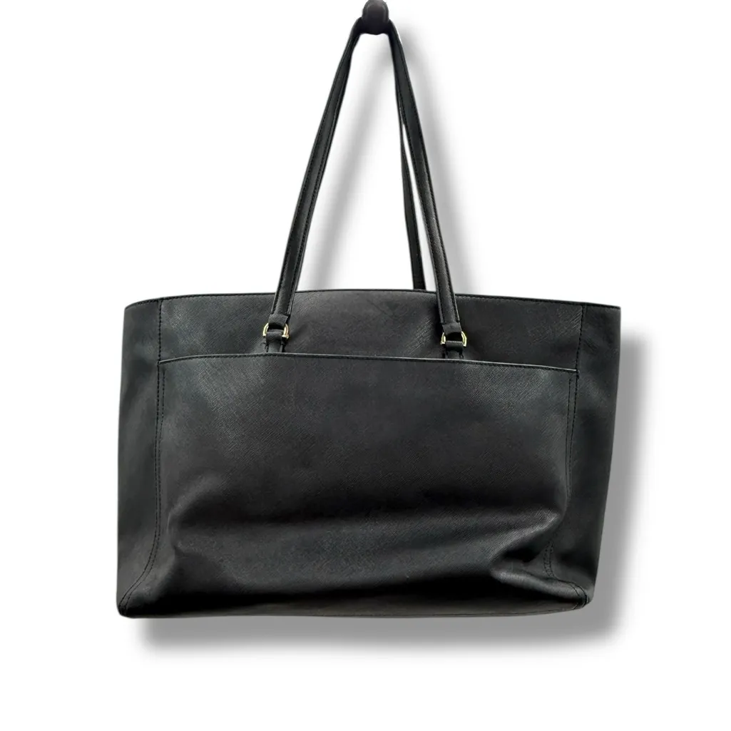 Tory Burch  Robinson‎ Black Leather Tote Bag Structured Shoulder Purse Work - Image 2