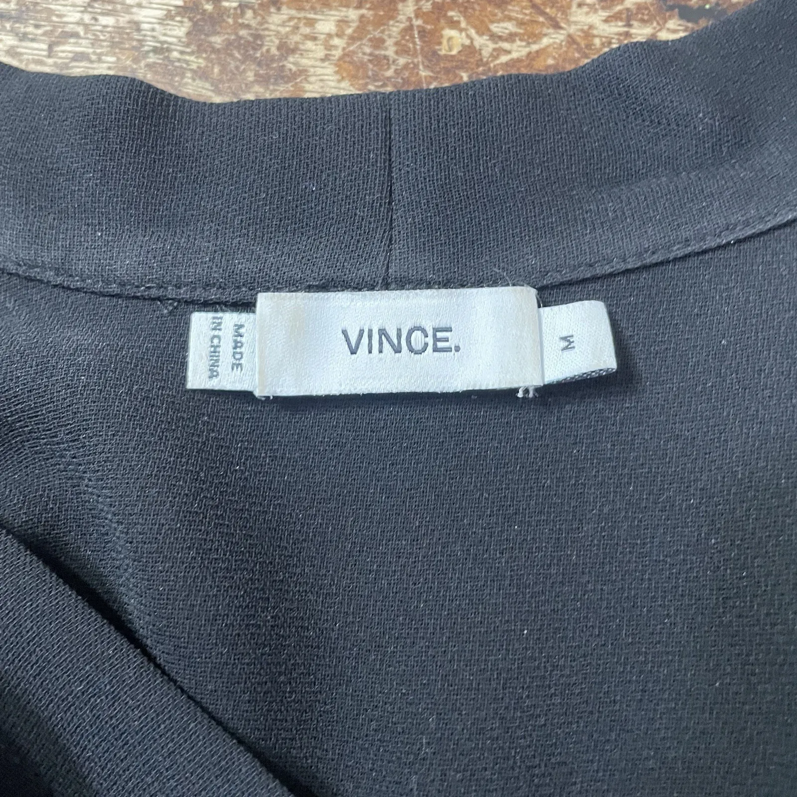 Vince Women's Crepe Elbow Sleeve Double V-Neck Dress in Navy Size Medium - Image 6