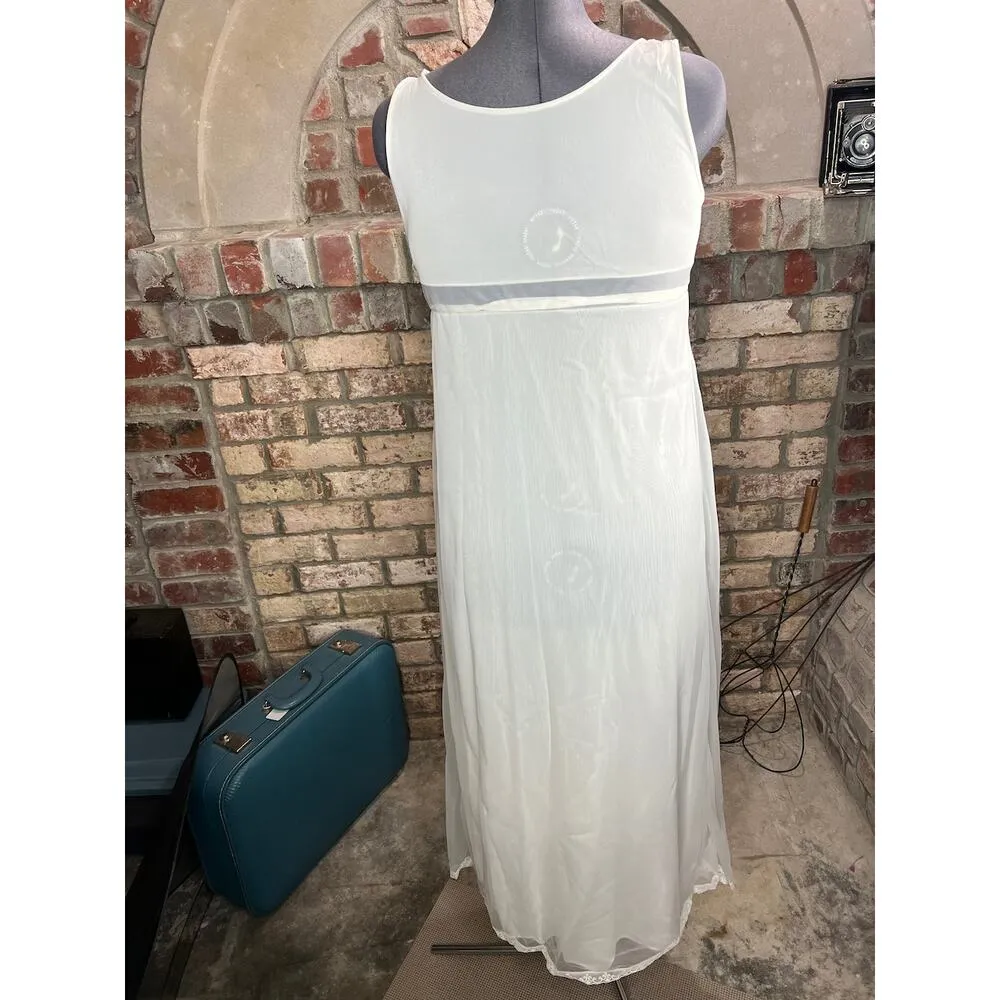 nightgown robe set bridal white sheer ankle length 1950s Size M - Image 6