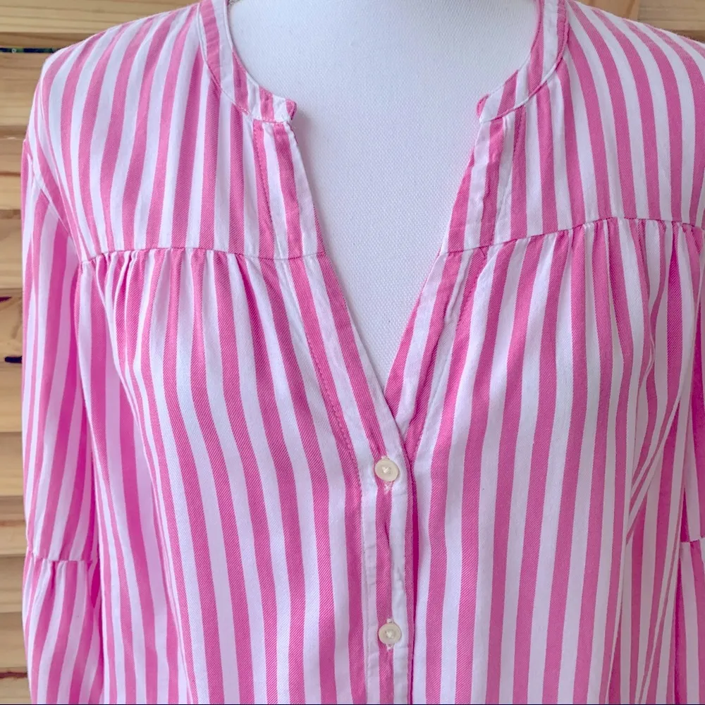 Old Navy Pink Striped Balloon Sleeve Tunic L - Image 2