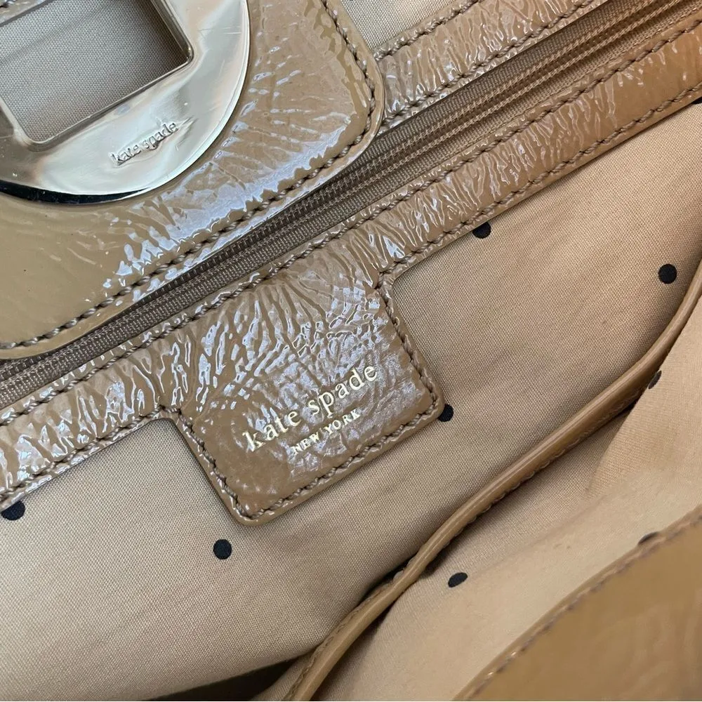 Kate spade tweed wool burlap and patent leather‎ large Slouchy Satchel tote - Image 14