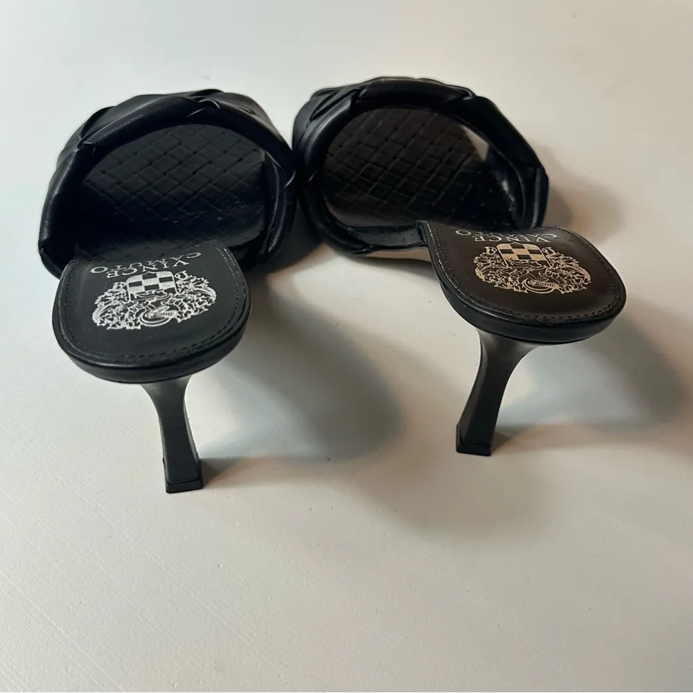 Vince Camuto Women's Brelanie Black Leather Woven Strap Heels Sandal Size 9 - Image 6