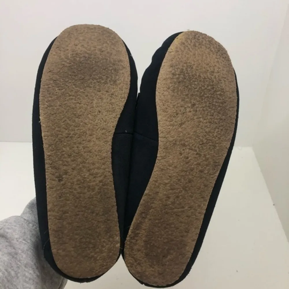 Minnetonka Navy leather slippers faux fur lined - Image 3