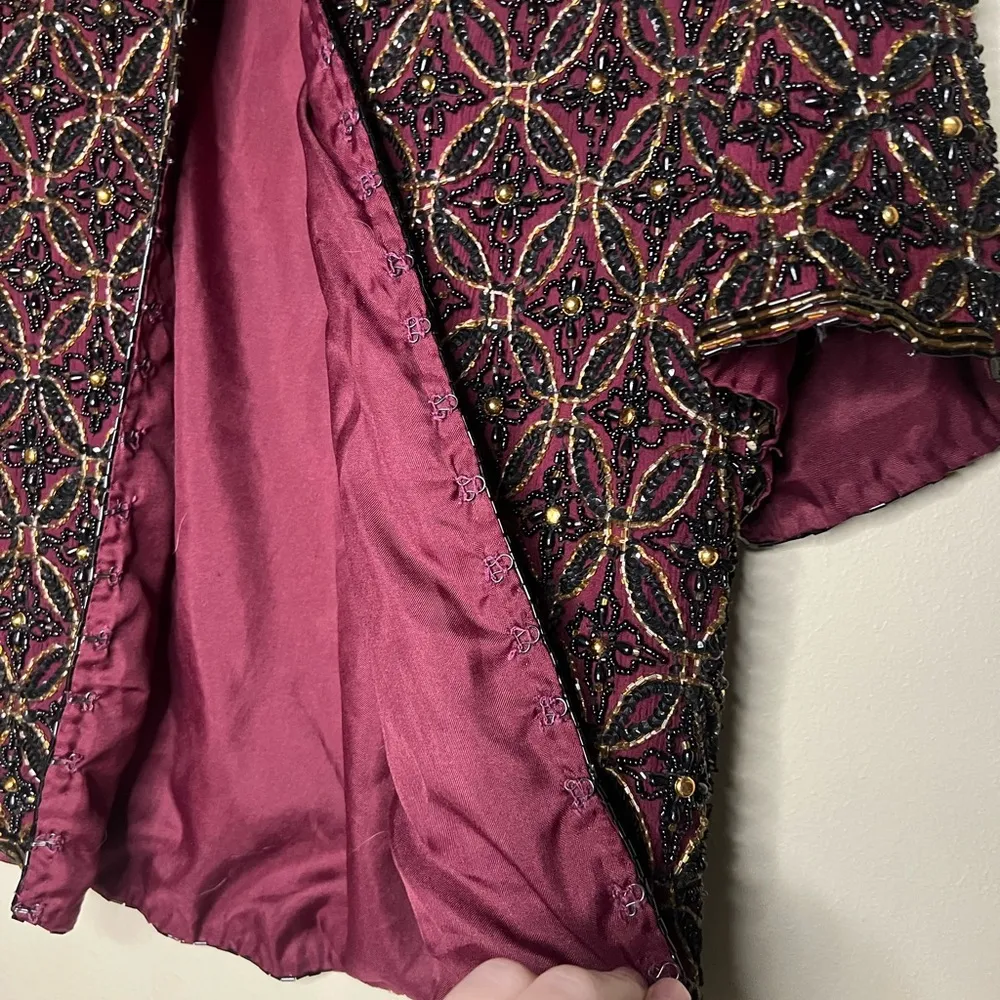 Vintage silk beaded short sleeve jacket Black - Image 7