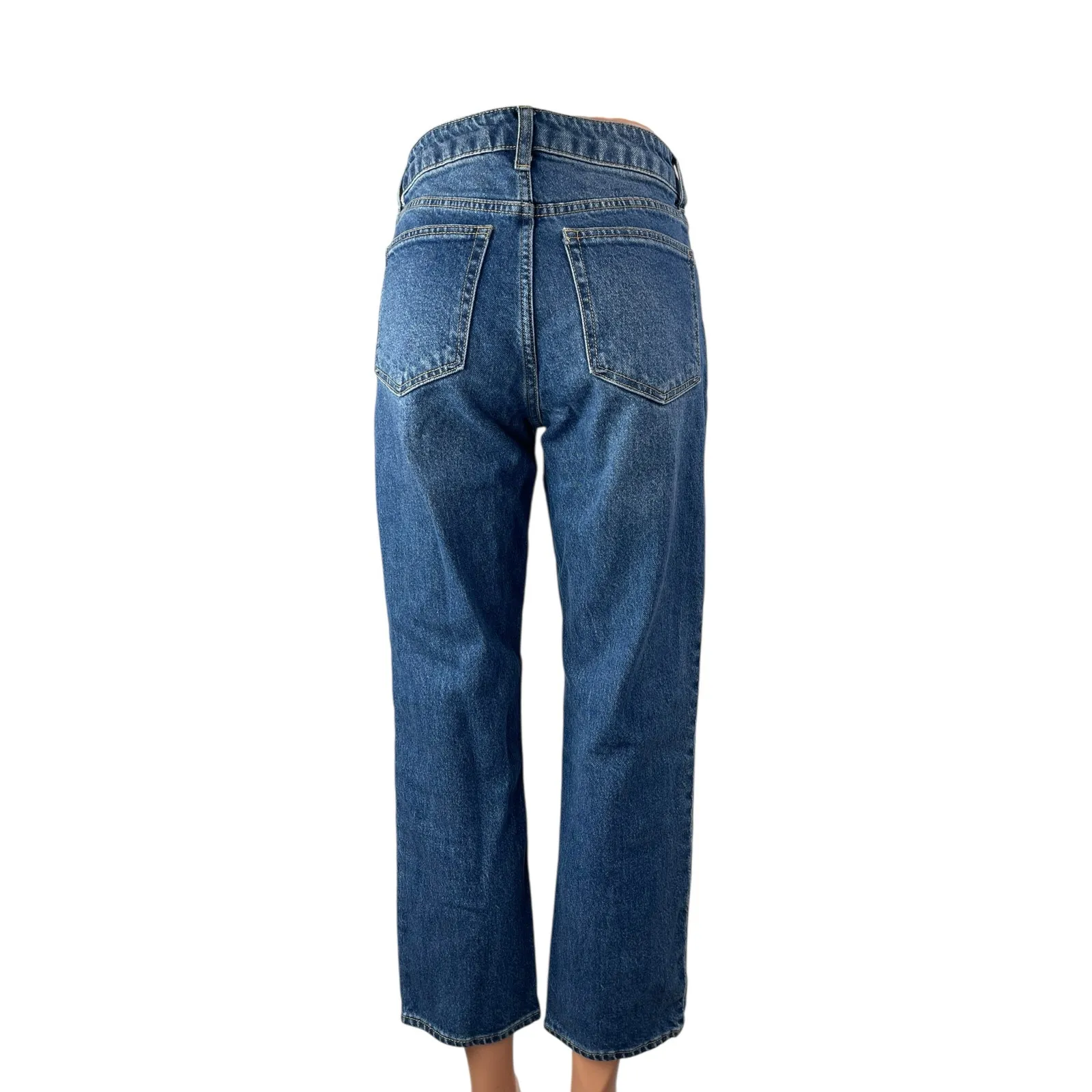 H&M Women's Blue Medium Wash High Waisted Straight Leg Denim Jeans Size 4 - Image 3