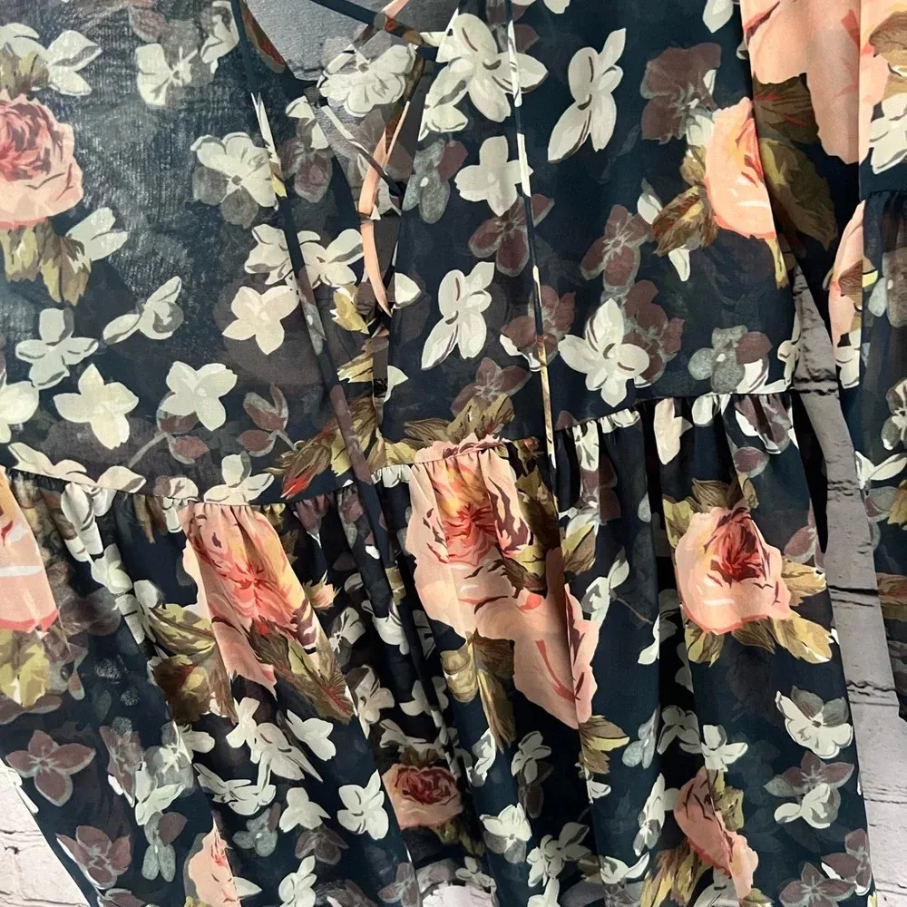 Show Me Your Mumu Sheer Floral Baby Doll Blouse Flutter Sleeves Size Medium - Image 8