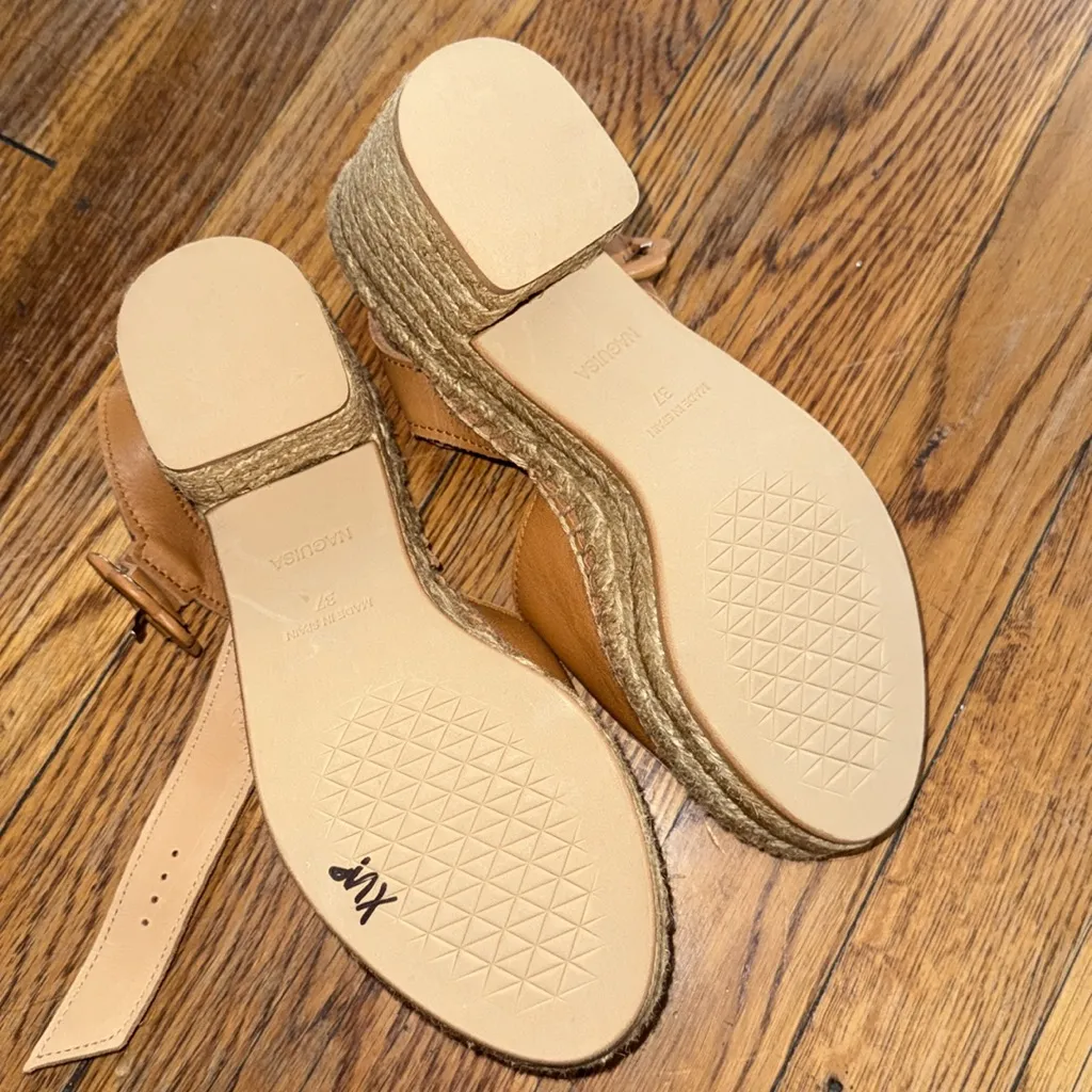 Naguisa FUMAROLA Espadrille Wedge Sandals light camel brown 37 Spain leather 7 Tan - Image 3