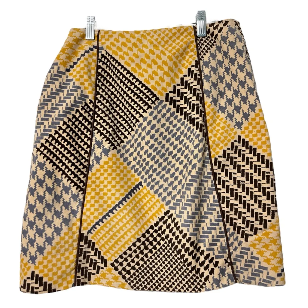 Anthropologie Maeve Velvet Houndstooth Patchwork Skirt—size 2 - Image 4