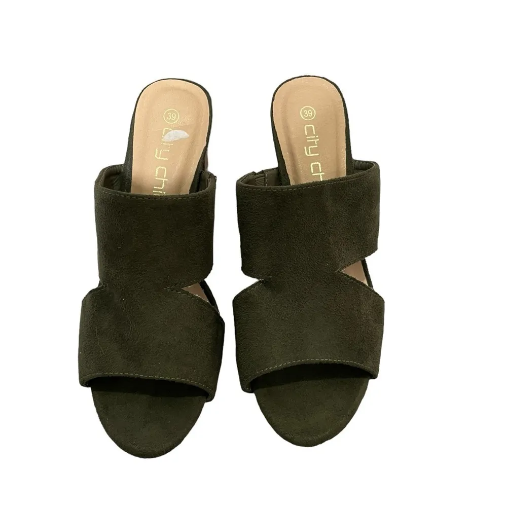 City Chic Khaki Green Remy Mule Heel 39/9 - Image 3