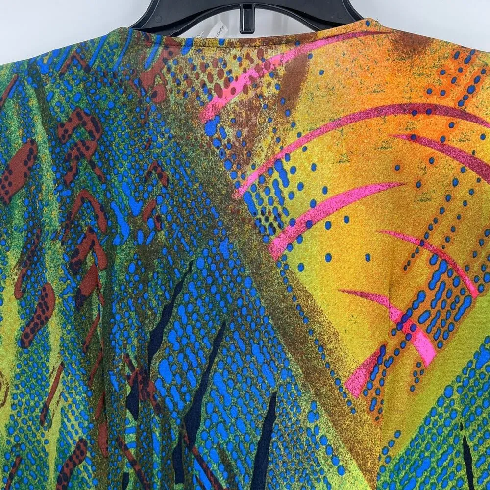 Alberto MakaIi Womens Babydoll Top Sz S Y2K Flare Sleeve Ruffle Boho Silky Glam - Image 9