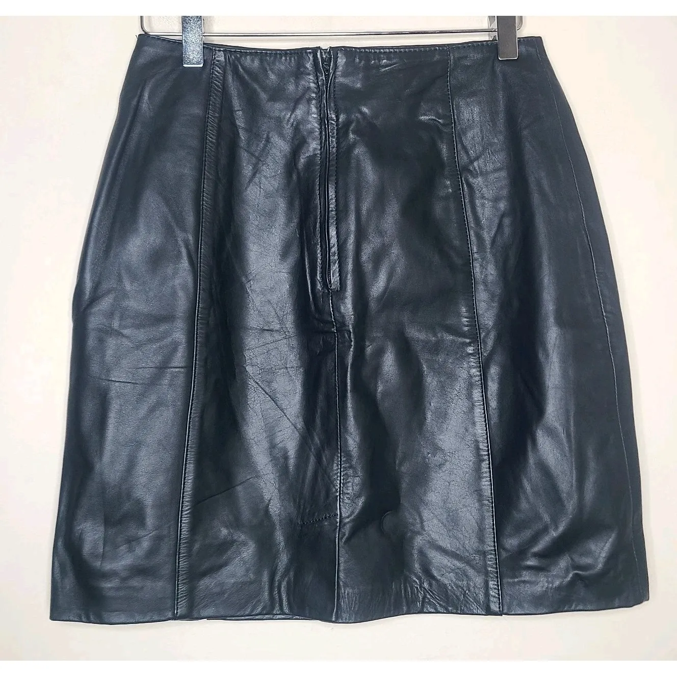 Vintage‎ LNR Leather Skirt Black Womens Mini A Line 90s Retro Classic Edgy Sz 10 - Image 2