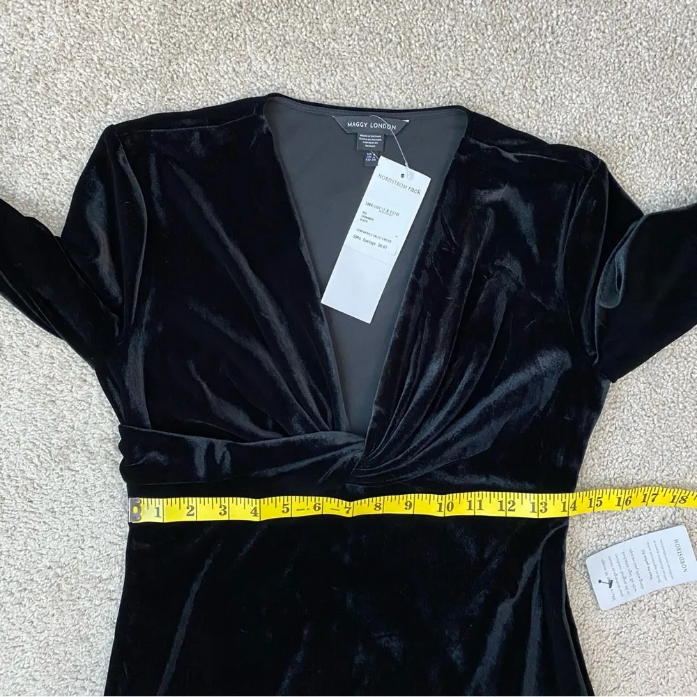 Maggy London Velvet Twist Front Midi Dress Black 4 - Image 8