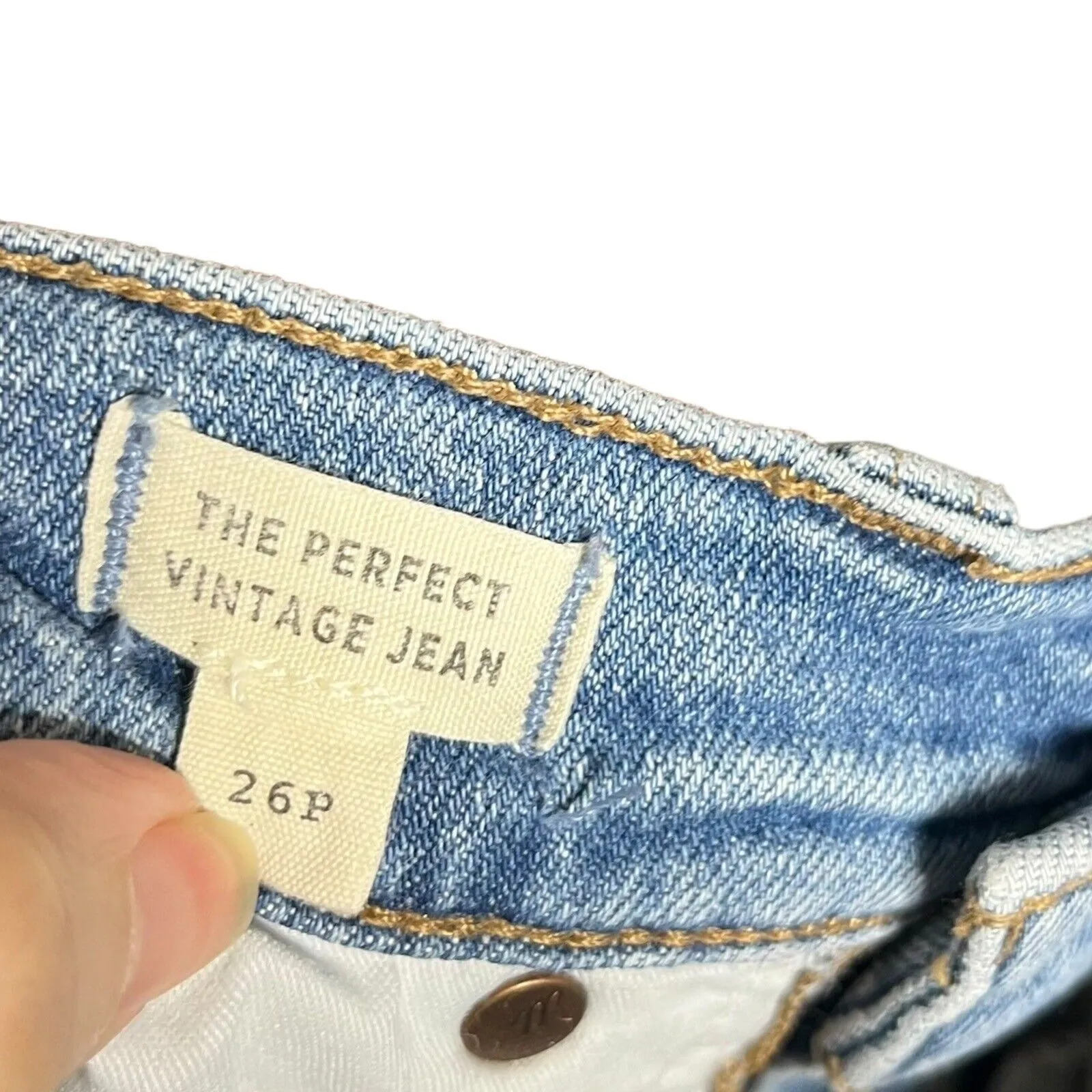 Madewell Perfect Vintage Jeans Women’s 26P Denman Wash High Rise Distressed Crop - Image 13
