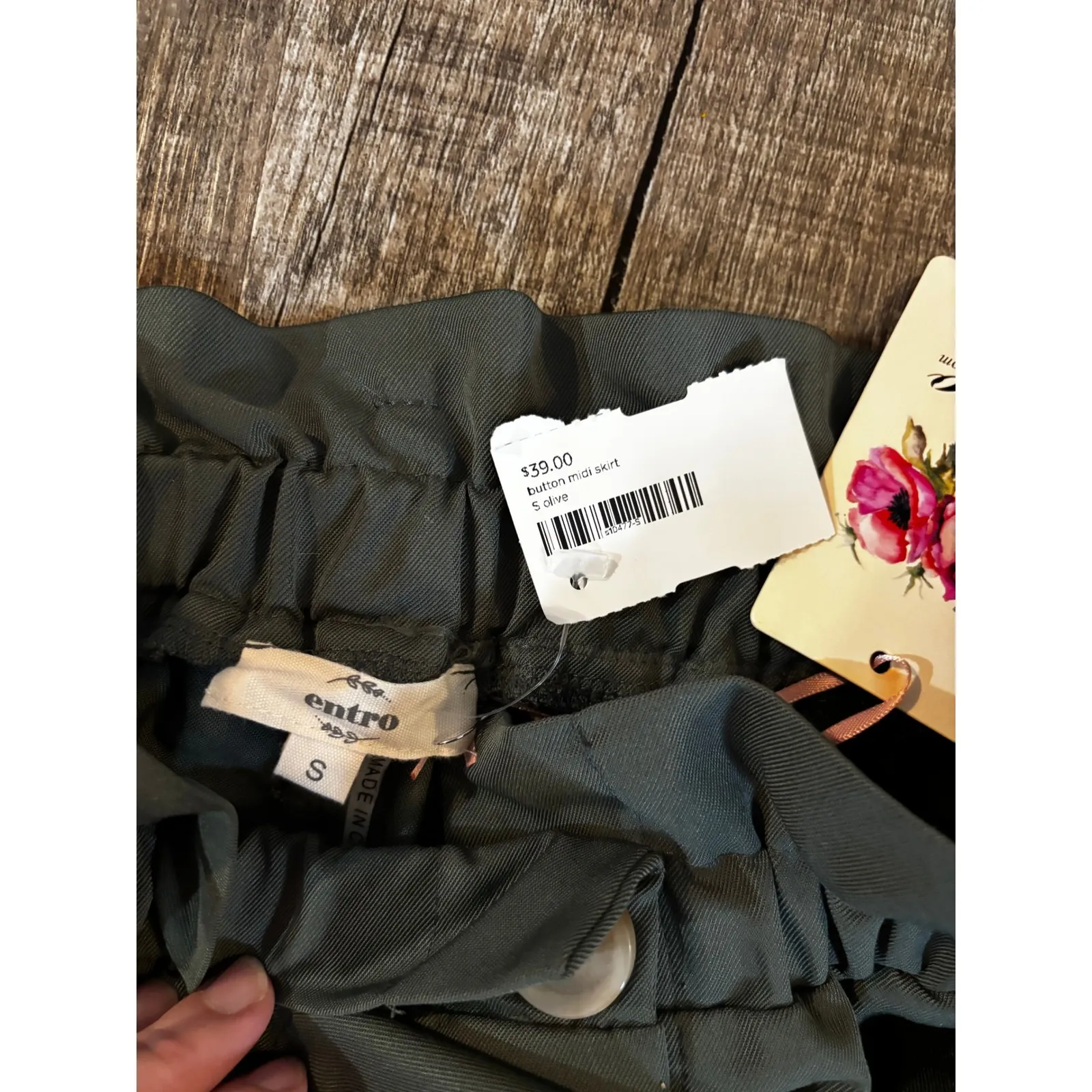 NWT Entro Button Midi Skirt Black Paperbag Waist Tie Size S - Image 2