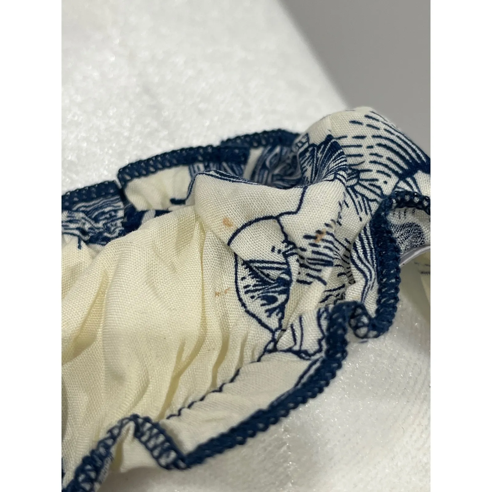 OSTOO Womens Cream Blue Floral Print Smocked Square Neck Maxi Dress M Size M - Image 5