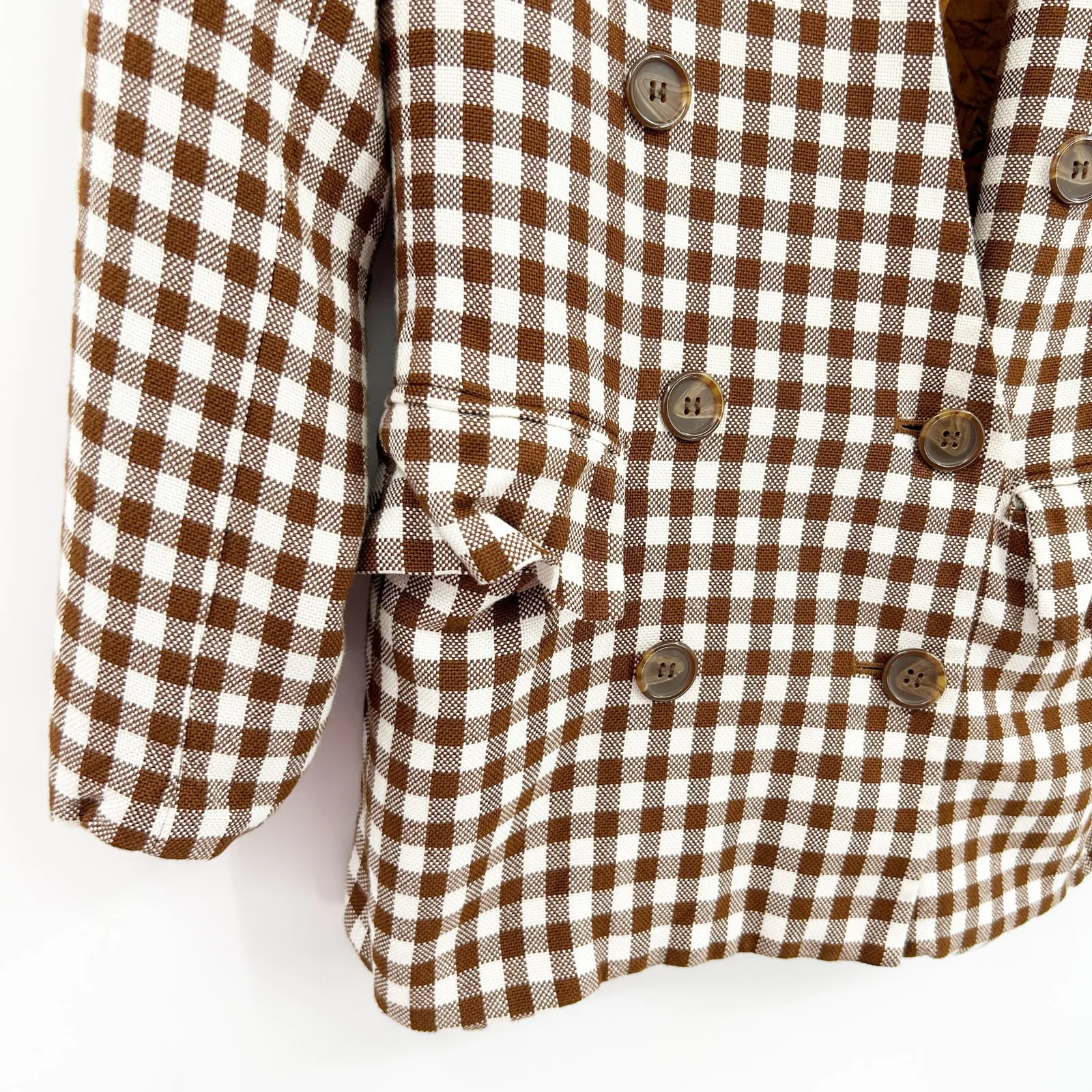 Ann Taylor Womens Vintage Career Academia Gingham‎ Plaid Preppy Blazer Size 2 - Image 2